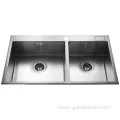 Energy saving Stainless Handmade Two Bowls Kitchen Sink